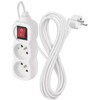 Emos extension cable 3 m / 2 sockets / with switch / baltas / PVC / 1 mm2