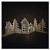 Emos Wooden LED decoration - village, 60 cm, 2x AA, warm baltas, timer