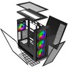 „Evolveo Rhino“ korpusas, eATX/ATX korpusas, 4 x ARGB ventiliatoriai 120 mm, grūdinto stiklo šoninė panelė + tinklelio priekinė panelė