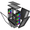 „EVOLVEO Scorpio“, eATX/ATX korpusas, 4x ARGB 120 mm ventiliatoriai, grūdinto stiklo šoninė panelė + tinklelio priekinė panelė