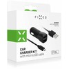 Rinkinys ładowarki samochodowej FIXED su wyjściem 2xUSB i kablem USB/micro USB, 1 metr, 15W Smart Rapid Charge, juoda