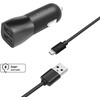 Rinkinys ładowarki samochodowej FIXED su wyjściem 2xUSB i kablem USB/micro USB, 1 metr, 15W Smart Rapid Charge, juoda
