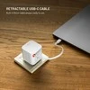 Fixed FIKSUOTAS GaN tinklo įkroviklis su 2xUSB-C palaikymu PD 3.0 su savaime susivyniojančiu laidu 65W baltas