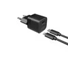 FIXED Mini USB-C įkroviklis 20W+ USB-C/Lightning kabelis, juodos spalvos
