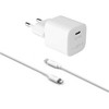 Fixed Mini USB-C 30W + kabelis USB-C/Lightning, balta