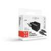 FIXED Mini USB-C įkroviklis 20W+ USB-C/Lightning kabelis, juodos spalvos