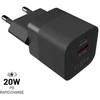 Fixed Fiksuotas Mini USB-C/USB 20W, juodas