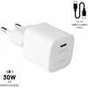 Fixed Fiksuotas Mini USB-C 30W + kabelis USB-C/USB-C, baltas