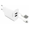 FIXED USB įkroviklis 15W+ USB/Lightning kabelis, baltos spalvos