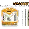 Grąžtas Ingco AKSDB1901 Set of drill bits and hexagonal bits 19pcs
