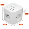 Huslog 15W Charging Station, 3 Outlets, 2 USB-C Ports, 2 USB Ports, Baltas