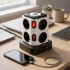 Huslog 15W Charging Station: 8 Outlets, 1 USB-C Port, 3 USB Ports, 1 Baltas LED Light
