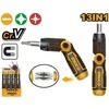 Ingco AKISD1208 Ratchet screwdriver with joint and set of 12 bits CrV