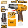 Ingco CIDLI12202E AKU screwdriver with impact driver incl. 2pcs battery