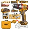 Ingco CIDLI20668E AKU drilling screwdriver with impact driver, 60Nm, incl. battery 2pcs and charger