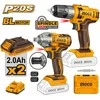 Ingco COSLI230702 AKU machine set - drilling screwdriver and impact wrench incl. 2pcs battery and charger