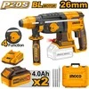 Ingco CRHLI202287 AKU Drilling Hammer 26mm, incl. battery 2pcs and charger