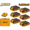 Ingco FBCLI2062 Set charger + 6pcs batteries 2,0A for Li-ion battery 20V