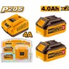 Ingco FBCPK1424E Set charger + 2pcs battery 4,0A for 20V Li-ion battery