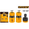 Ingco HHCS03122 Hose coupling 1/2" 2pcs + spacer 1/2"-3/4" plastikas