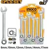 Ingco HKSPAR1062 Double ended and flat wrench, set of 6, CrV
