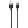 iPEAX TEXTILE CABLE USB-A / LIGHTNING 1.5M, USB 2.0 Juodas