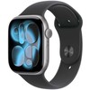 Išmanusis laikrodis „Apple Watch Series 11 GPS + Cellular“, 46 mm, kosminės pilkos spalvos aliuminio korpusas su juodu sportiniu dirželiu – M/L