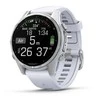 Išmanusis laikrodis Garmin Fenix 8 – 43 mm, AMOLED Sidabrinės spalvos korpusas su baltojo akmens spalvos silikoniniu dirželiu