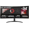 Monitorius LG | 34WR50QK-B | 34 " | VA | QHD | 21:9 | 100 Hz | 5 ms | 3440 x 1440 pikselių | 240 cd/m² | HDMI jungtys quantity 2
