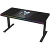 Lorgar Dual-motor sit/stand adjustable-height gaming desk with built-in PC case, wireless charger, RGB lighting, control panel, and USB jungtys, PB melamine surface tabletop, juodas.