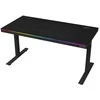 Lorgar Dual-motor sit/stand adjustable-height gaming desk with wireless charger, RGB lighting, control panel, and USB jungtys, PB melamine surface tabletop, juodas.