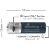 MediaRange Rechargeable USB-C Li-Ion Baterija Mignon AA, 1.5V, 1400 mAh, 4pcs