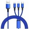 USB kabelis PremiumCord USB-A - USB-C + microUSB + Žaibas 1.2 m mėlyna (ku31PO01)