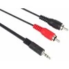 Kabelis PremiumCord Jack 3.5mm - RCA (Cinch) x2 2m juoda (kjackcin)