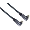Kabelis USB PremiumCord USB-C 2x lenktas kabelis (USB 3.2 GEN 2x2, 5A, 100W, 20Gbit/s) medvilninis pynimas, ilgis: 3m