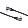 „PremiumCord“ USB-C 2x lenktas kabelis (USB 3.2 GEN 2x2, 5A, 100W, 20Gbit/s) medvilninis pynimas, 1m