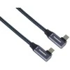 Kabelis USB PremiumCord USB-C 2x zakrzywiony kabelis ( USB 3.2 GEN 2x2, 5A, 100W, 20Gbit/s ) bawełniany oplot, ilgis: 2m