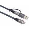 Kabelis USB PremiumCord USB-A + USB-C - USB-C 2 m Juodai-pilka (ku31cq2)