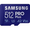 Atminties kortelė SAMSUNG PRO Plus Micro SD 512GB Iki 180MB/s Skaitymas ir 130MB/s Rašymo greitis su 10 klasės 4K UHD įsk. Kortelių skaitytuvas 2023