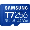 „Samsung T7 Micro SD“ atminties kortelė, 256 GB, skirta išmaniesiems telefonams, planšetiniams kompiuteriams ir nešiojamiesiems konsolėms, nuskaitymo greitis – 170 MB/s.