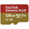 Atminties kortelė SanDisk Extreme PLUS Micro SDXC 128GB + SD adapteris + 2 metai RescuePRO Deluxe iki 200MB/s &amp; 90MB/s Skaitymo/Rašymo greitis A2 C10 V30 UHS-I U3, EAN: 619659188986