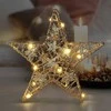 Solight kalėdinės žvaigždės blizgučiai, auksinis, metalinis, 14x LED, 2x AA