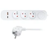 Solight extension cable 3 sockets, USB A+C 20W PD, 5m, 3 x 1mm2, baltas, switch