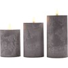 Solight LED candle set with timer, 3x candle, 10/13/15cm, pilkas, 2xAA