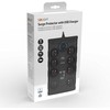 „Solight“ viršįtampių apsauga, 8 kontaktų, USB A+CA, 2 m, juoda