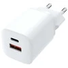 Solight greitas įkroviklis USB-C + USB-A, GaN 33W PD, baltas