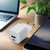 „Solight“ USB-C + USB-A greitasis įkroviklis GaN 20W PD