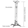 Sunne projektoriaus lubinis laikiklis (Sidabrinis) PR002S 430-650mm, maks. 20kg, prailginamas