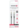 SWISSTEN TEXTILE jungiamasis garso laidas, lizdas 3,5 mm (M) - lizdas 3,5 mm (M) 1,5 m juodas