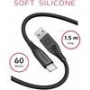 Swissten minkštas silikoninis duomenų kabelis USB / USB-C / 1,5 m / 60 W